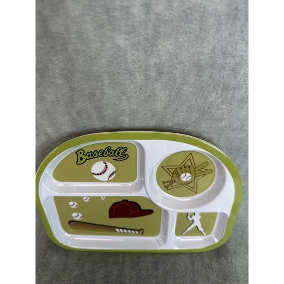 Kids‎ Baseball Themed Divided Melamine Plate Toddler Snack Dish - Picture 5 of 6